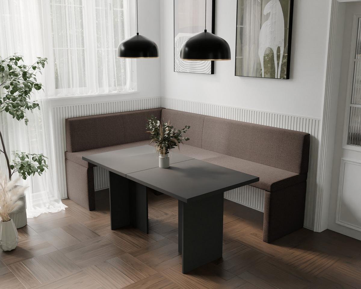 ECKBANK links OWEN Webstoff, 142/196 cm Braun - Braun, Holz/Textil (142/196cm) - Idohome