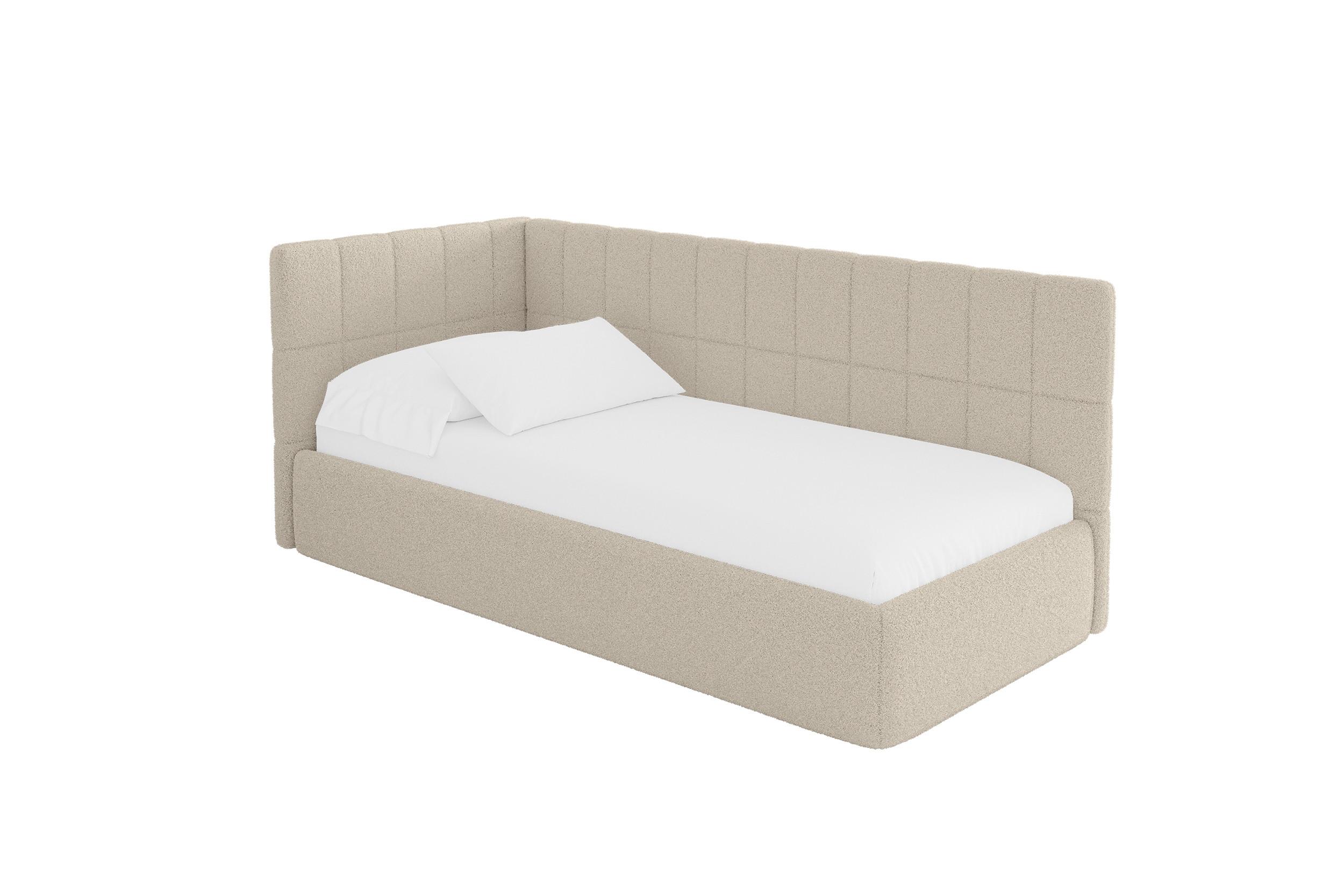EINZELLBETT Jugendbett mit Bettkasten und Matratze H3/H4, Rechts - TULY 90x200 Dunkelbeige - Taupe, Holzwerkstoff/Textil (90/200cm) - ALTDECOR