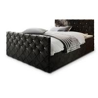 BOXBETT MANDI 200x200 cm mit Matratze und Topper, H2+H3 - Schwarz - Schwarz, Holz (200/200cm) - MASSENO