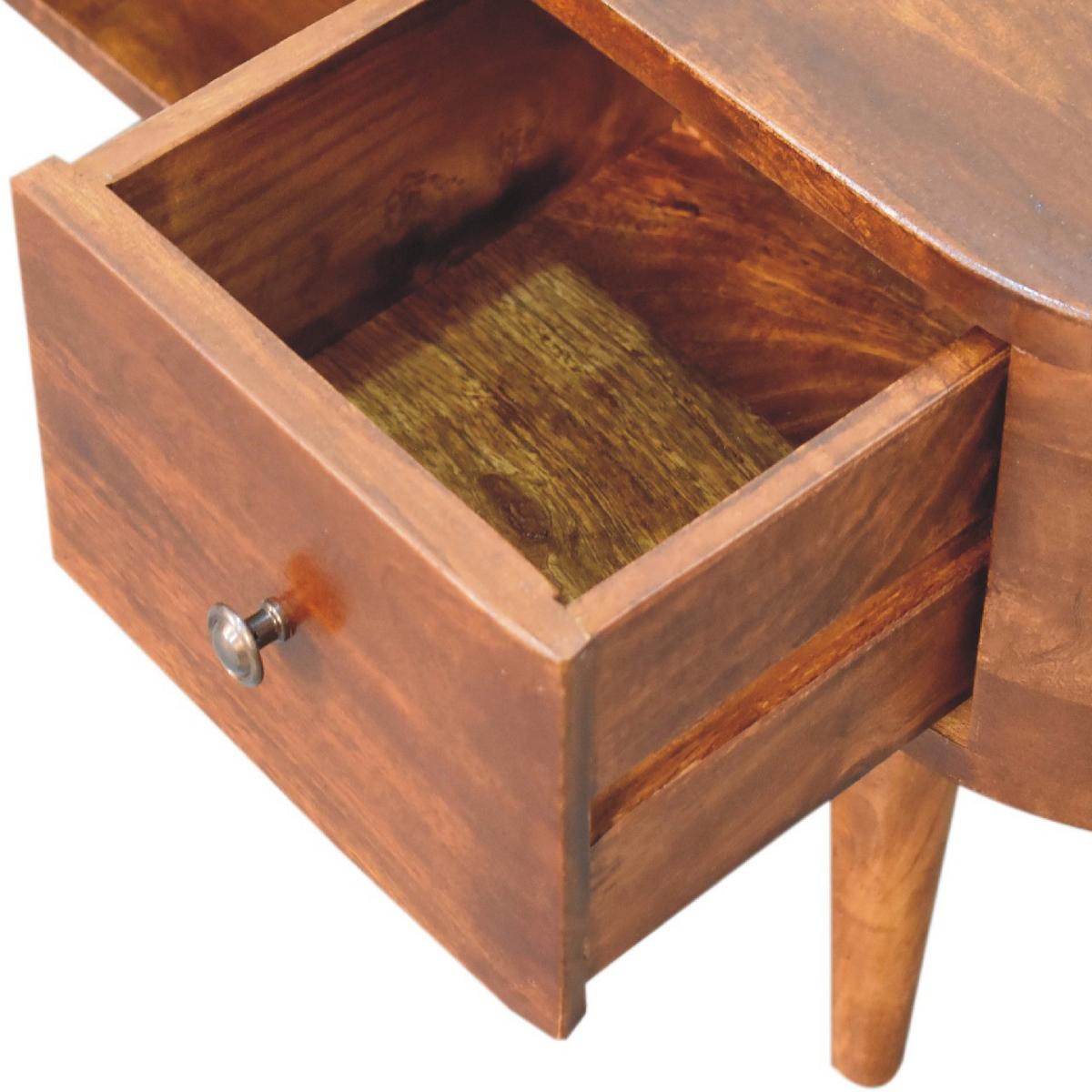 MEDIENANLAGE Runde Offene Lagerung, 2 Schubladen, im Kastanienholz-Finish, Beige - Messingfarben/Braun, Holz/Metall (30/100/37cm) - Artisan Furniture