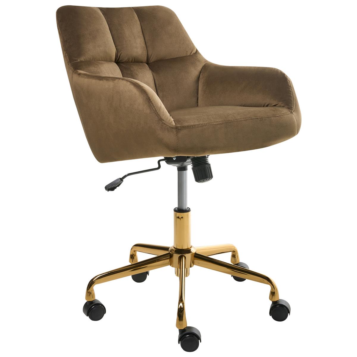 SCHREIBTISCHSTUHL Samtstoff Braun Palmdale - Braun, Textil (58/87/61cm) - Beliani