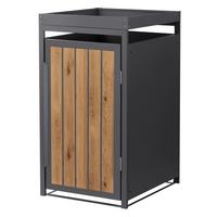 MÜLLTONNENBOX 1er mit Pflanzdach 240L Anthrazit-Eiche hell aus Stahl - Hellbraun, Metall (80/124/68cm) - ML-DESIGN