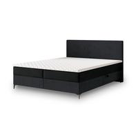 BOXBETT TORREL 160x200 cm mit Matratze und Topper - Schwarz - Schwarz, Holz (160/200cm) - MASSENO