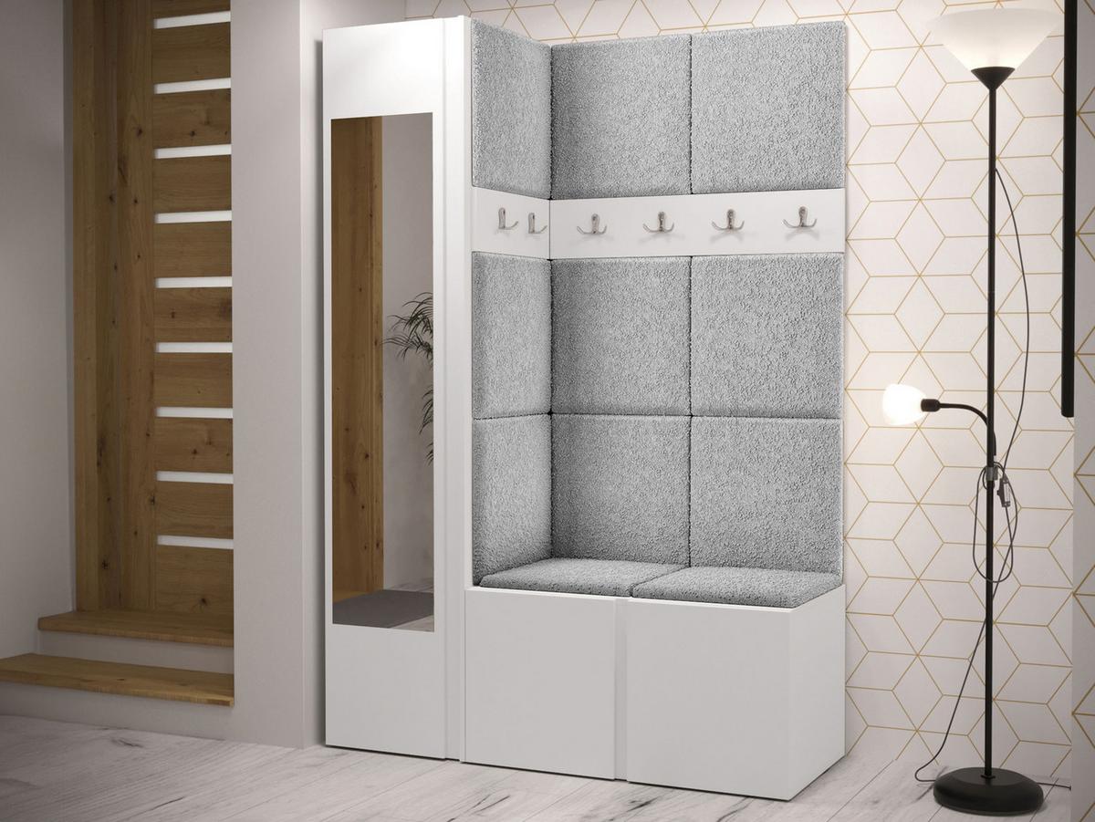 GARDEROBEN-SET Orion X - Hellgrau/Weiß, Holzwerkstoff/Kunststoff (124/186/46cm) - MIRJAN24