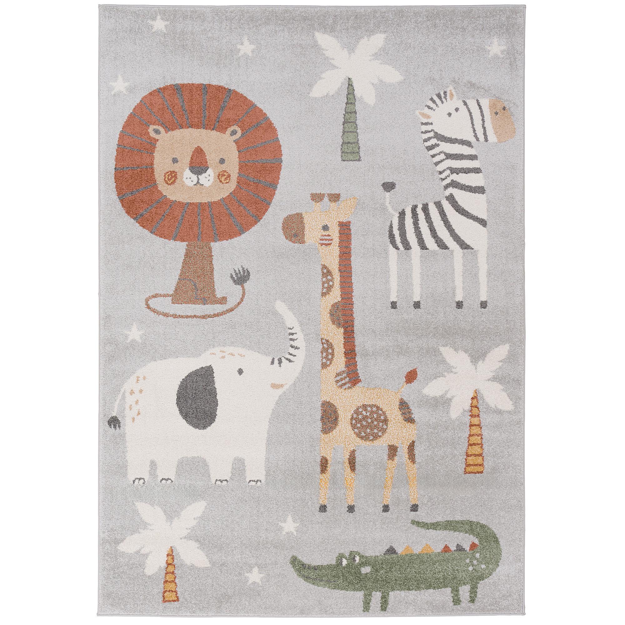 KINDER TEPPICH SOFTSTAR KIDS SAFARI ANIMAL FRIENDS - Multicolor, Textil (80/150cm) - Pergamon