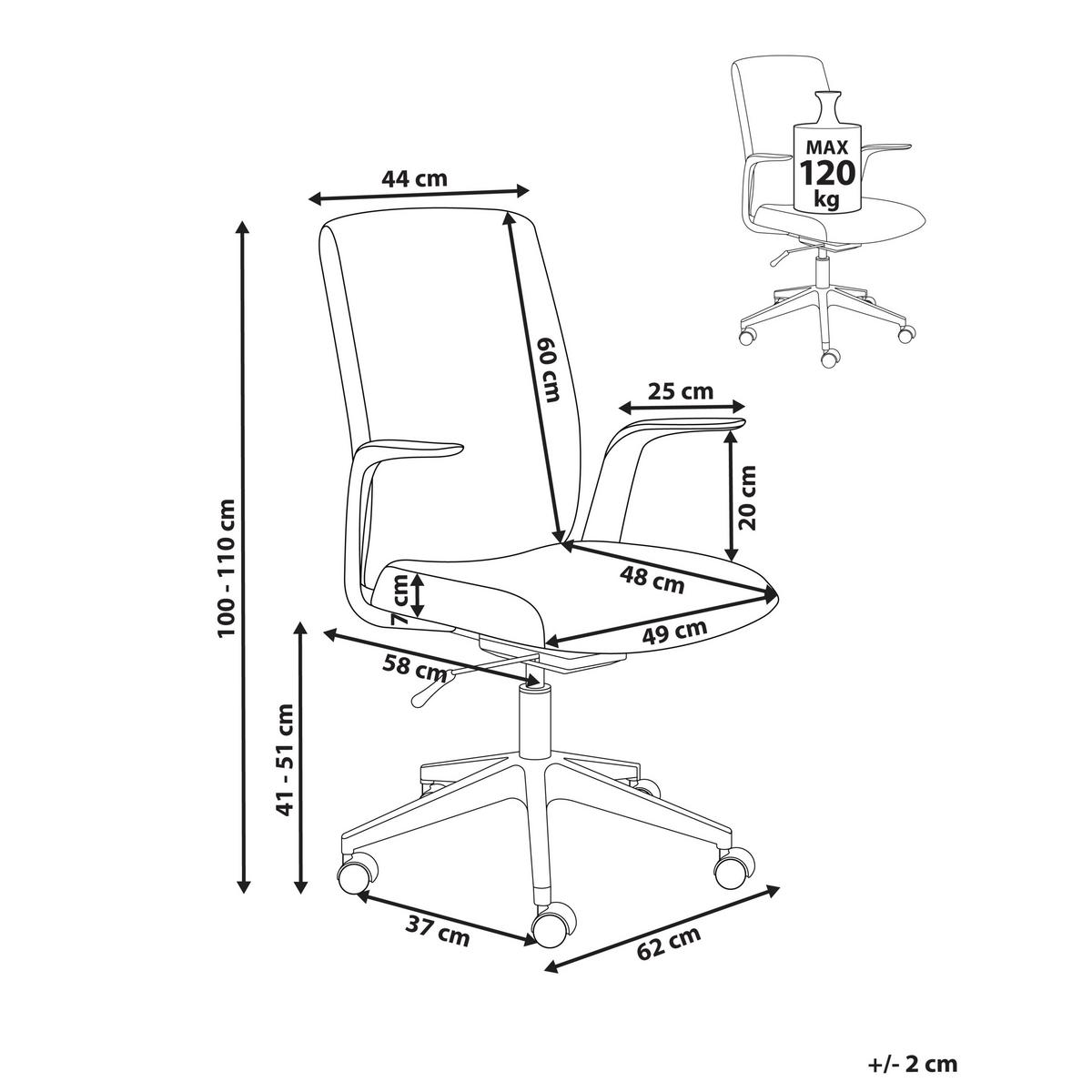 BÜROSTUHL Stoff Braun Captain - Braun, Textil (62/100/58cm) - Beliani