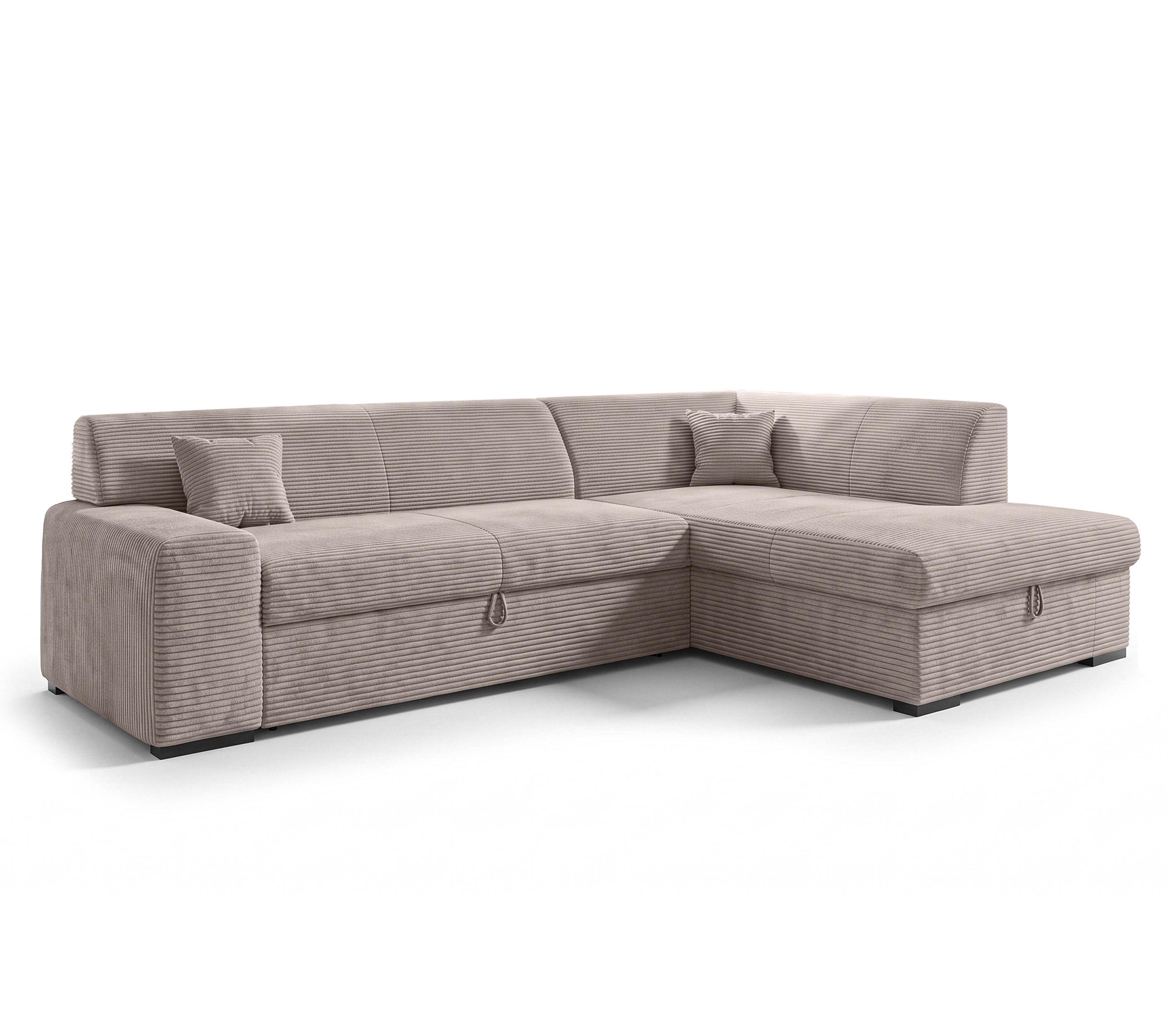 ECKSOFA L Form Minosa Beige 260/175/71 cm Rechts mit Schlaffunktion - Beige/Schwarz, Kunststoff/Textil (175/260cm) - AX Living