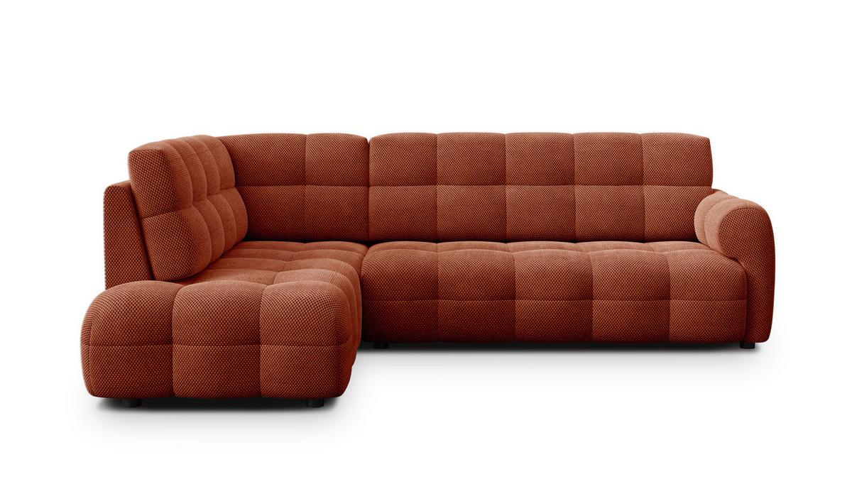 ECKSOFA MELLOW 5-Sitzer, dunkelorange - Dunkelorange/Schwarz, Holz/Textil (283/191cm) - Wozimo