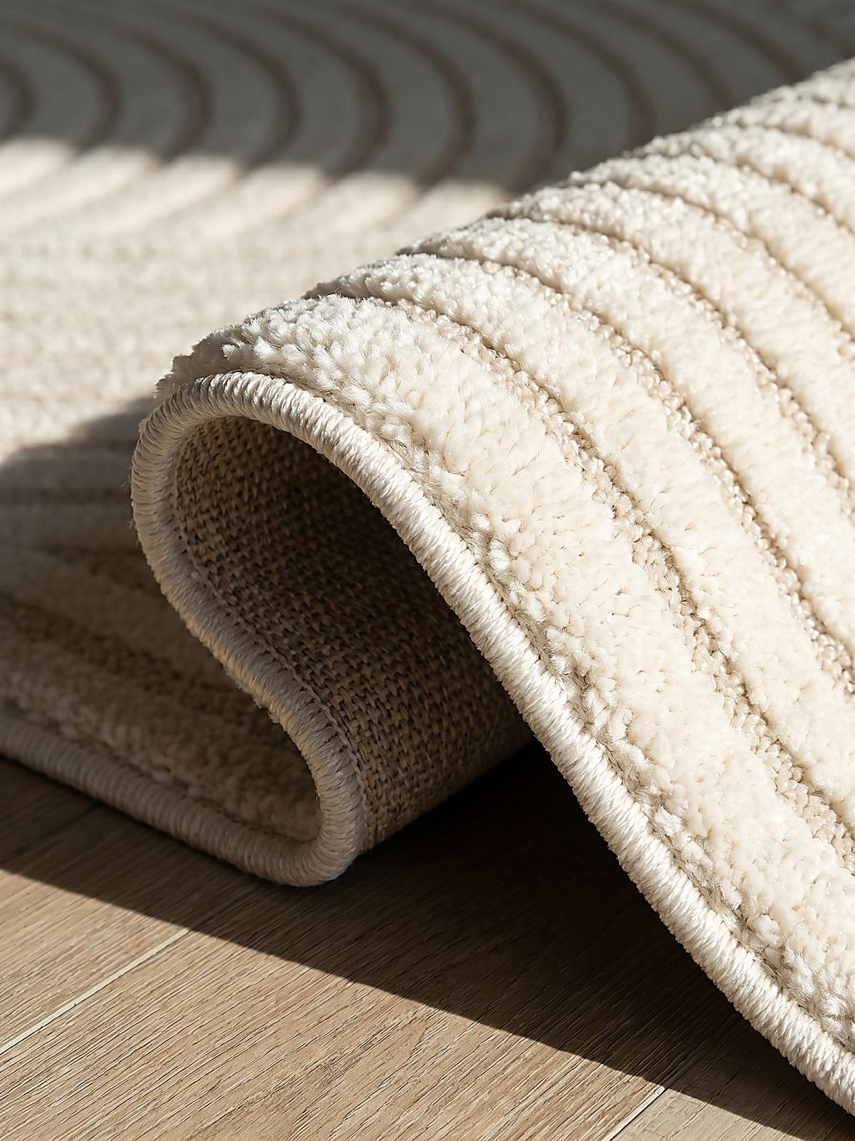 KURZFLORTEPPICH Geometrisch CETINA Polypropylen Creme 120 x 170 cm - Beige, Textil (120/170cm) - KADIMA DESIGN