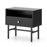 NACHTTISCH Dalia mit 1 Schublade und Metallbeinen, 55 cm, Schwarz - Schwarz, Holzwerkstoff/Metall (55/52/39cm) - Beautysofa
