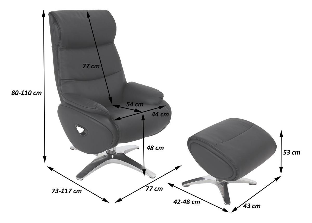 RELAXSESSEL MIT HOCKER Schwarz - Schwarz, Textil (117/110/77cm) - MCW