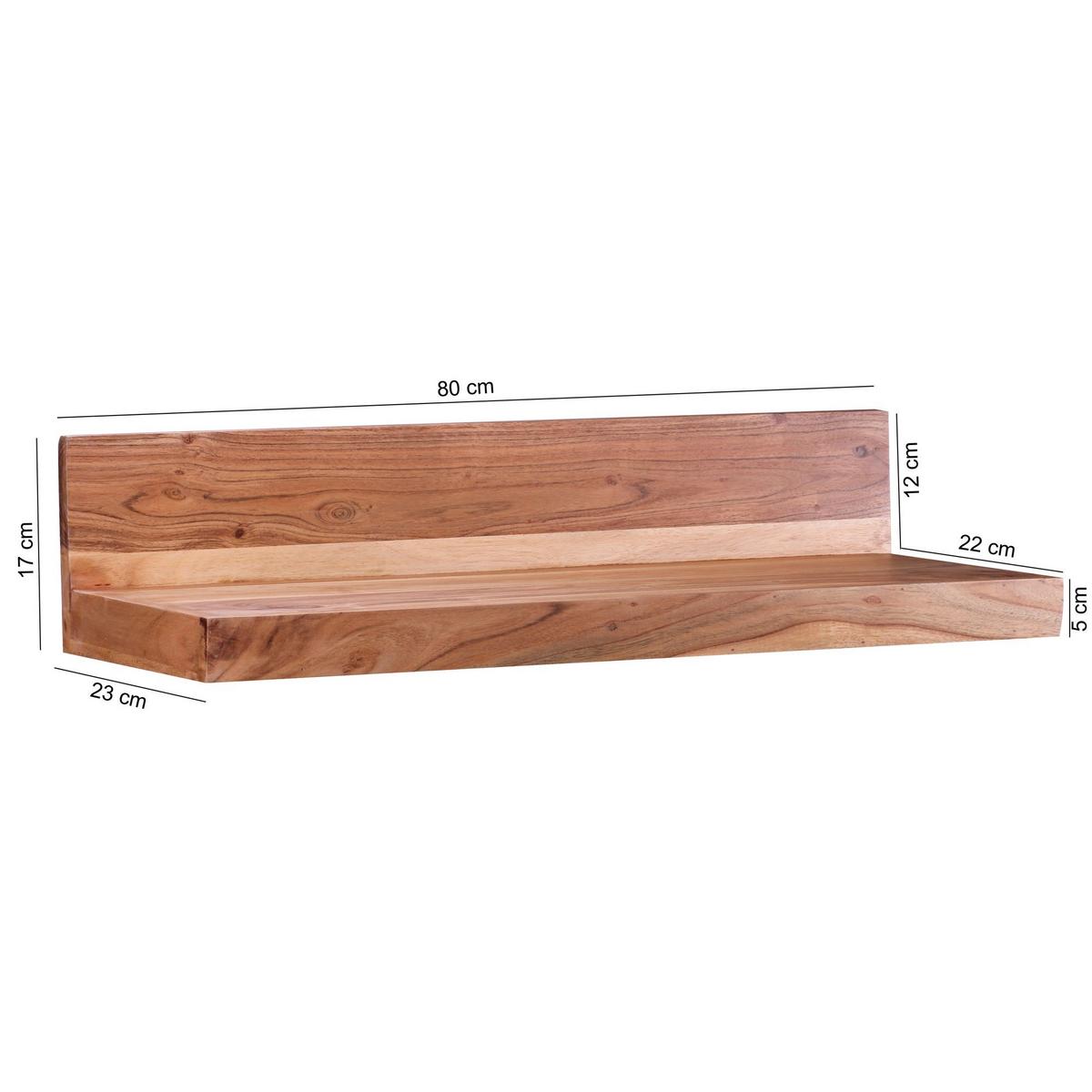 WANDREGAL MUMBAI Massivholz Hängend Landhausstil, Akazie 80x23x17 cm - Akaziefarben, Holz (80/17/23cm) - KADIMA DESIGN