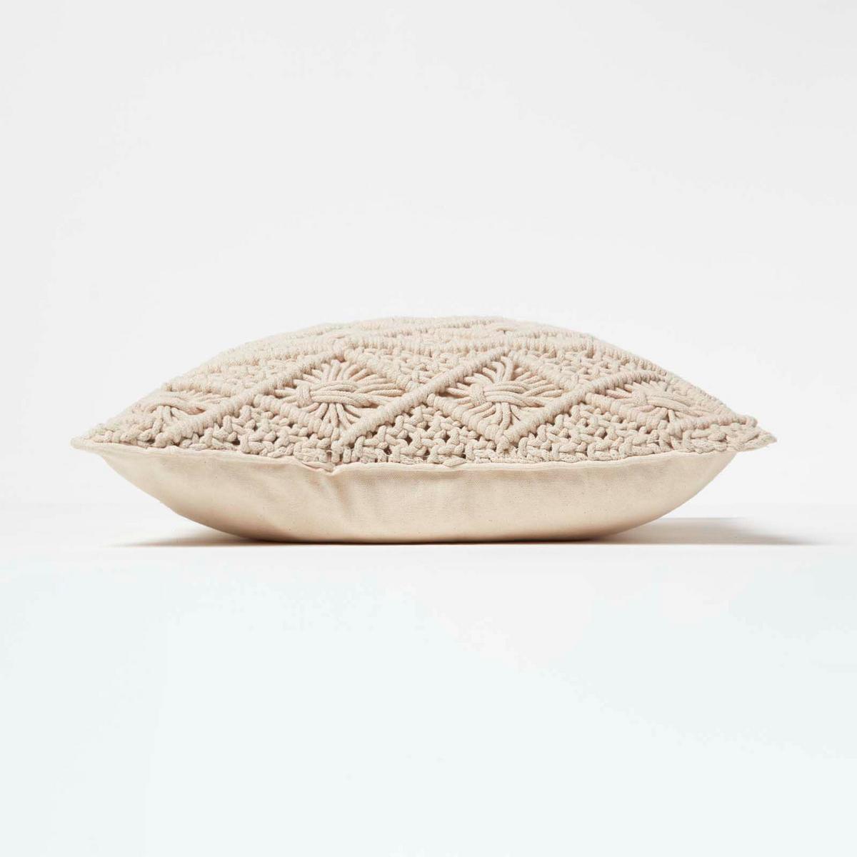 DEKOKISSEN Willow 45/45 cm Makramee - Creme, Textil (45/45cm) - Homescapes
