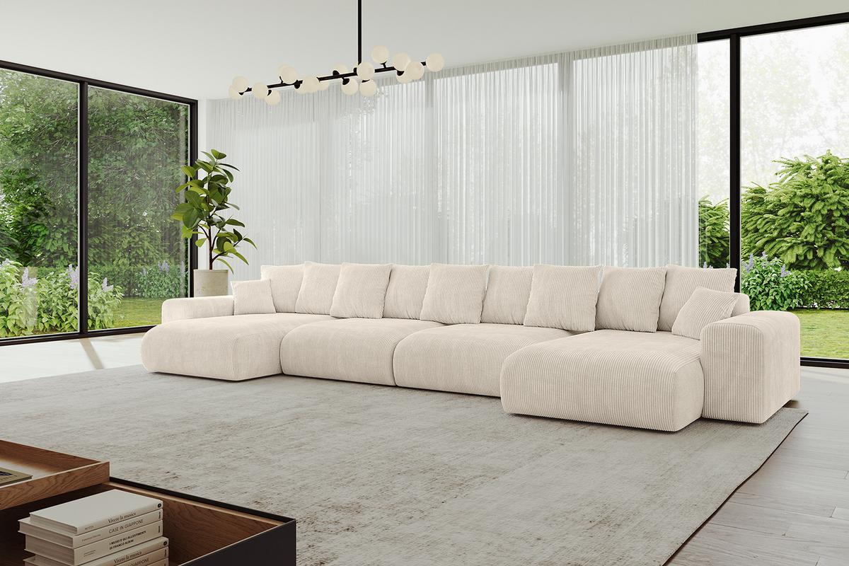 WOHNLANDSCHAFT mit Schlaffunktion ESKAR-U2-464x176x72cm Beige - Ecru, Holzwerkstoff/Kunststoff (176/72/464cm) - ALTDECOR