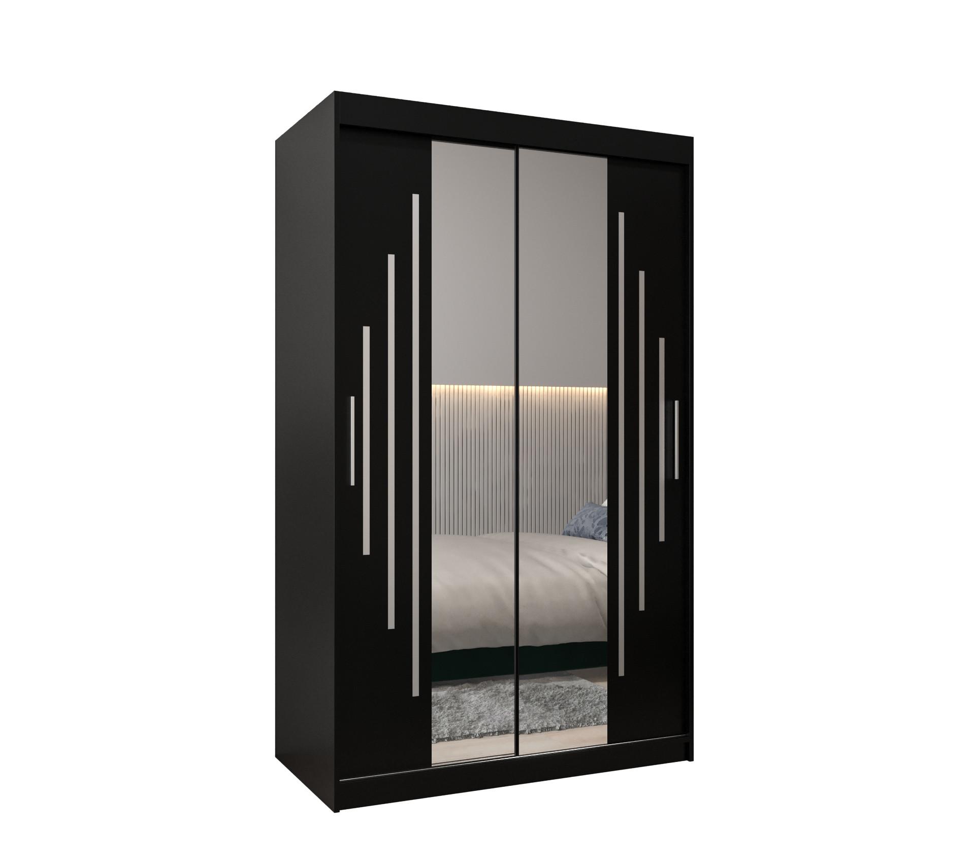 SCHWEBETÜRENSCHRANK 200/120/62 2-türig - Silberfarben/Schwarz, Holz/Kunststoff (120/200/62cm) - Abiks Möbel
