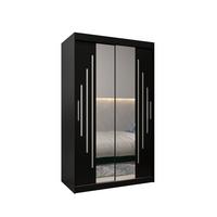 SCHWEBETÜRENSCHRANK 200/120/62 2-türig - Silberfarben/Schwarz, Holz/Kunststoff (120/200/62cm) - Abiks Möbel