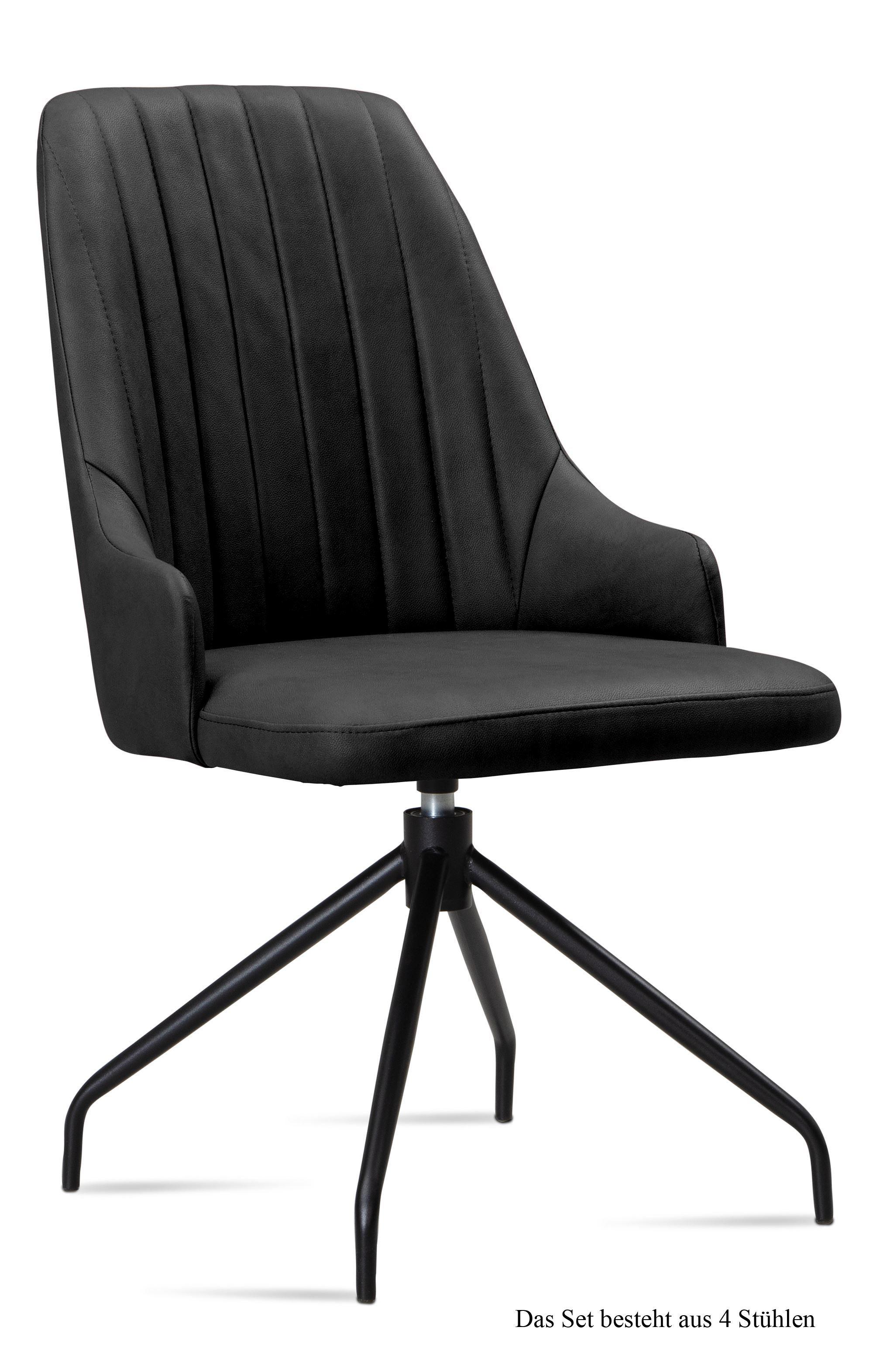ESSZIMMERSTUHL drehbar (4er-Set) Doreen 52x91x60 Schwarz/Anthrazit - Anthrazit/Schwarz, Kunststoff (60/91/52cm) - 58aufmkessel