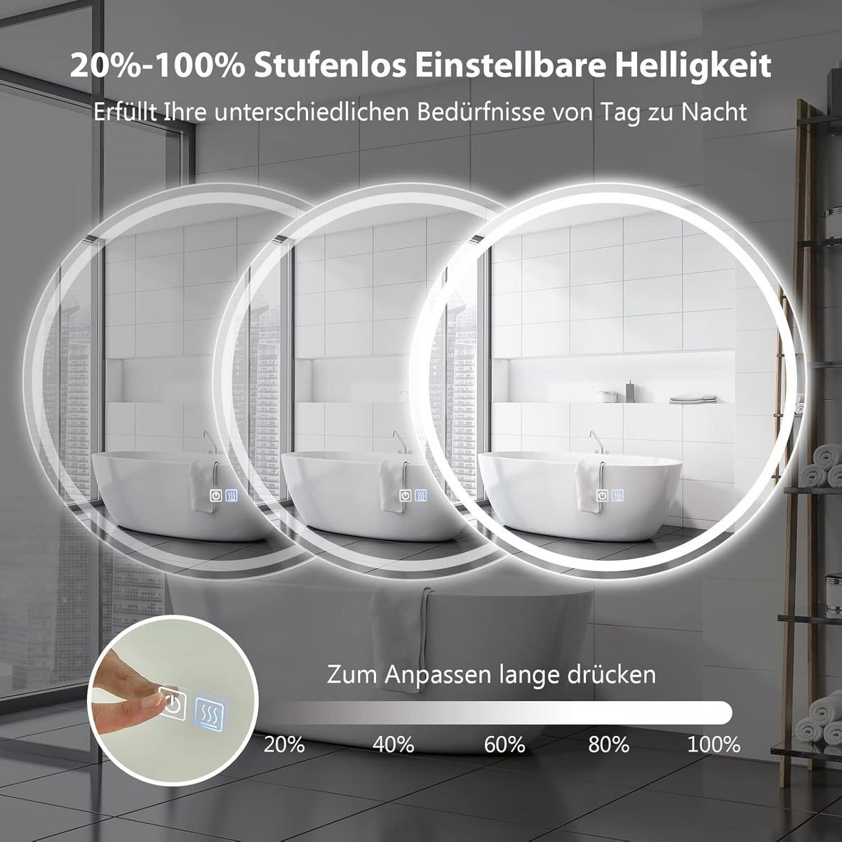 LED-SPIEGEL dimmbar Silber - Silberfarben, Glas (60/60/4cm) - COSTWAY