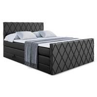 BOXSPRINGBETT LEPARO-Z KING - 160 x 200 - H3/H4 - Schwarz Hochglanz - Schwarz Hochglanz, Holzwerkstoff (160/200cm) - ALTDECOR