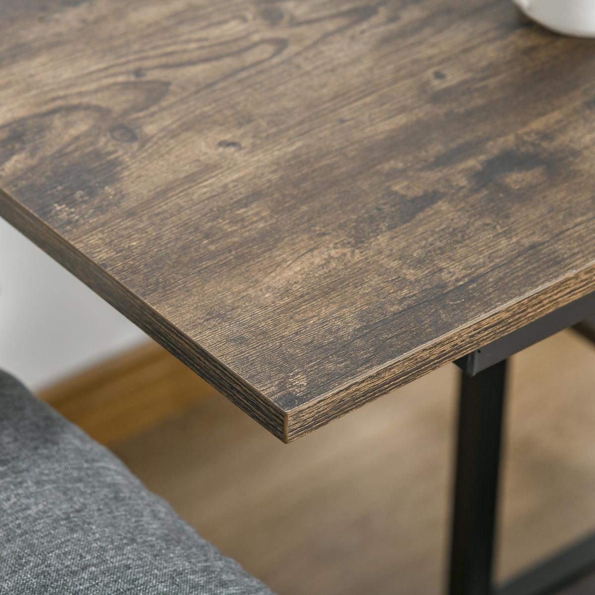 BEISTELLTISCH Couchtisch mit Rollen höhenverstellbar 2 untere Regale Esszimmer - Braun, Kunststoff (80/40/82cm) - HOMCOM