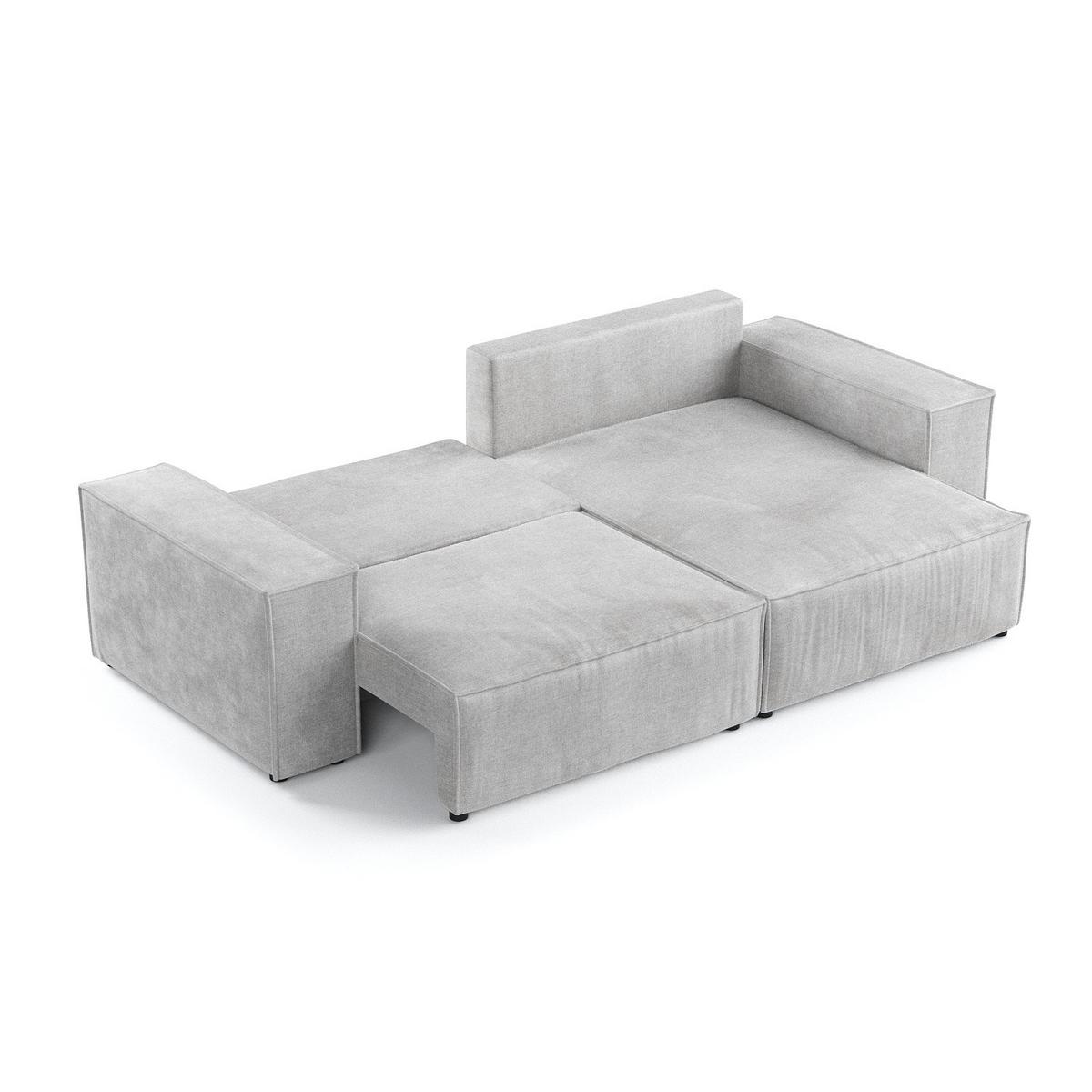 ECKSOFA CAVO mit Schlaffunktion Hellgrau im Wind Stoff - Hellgrau/Schwarz, Holz/Holzwerkstoff (255/148cm) - AltaBeds