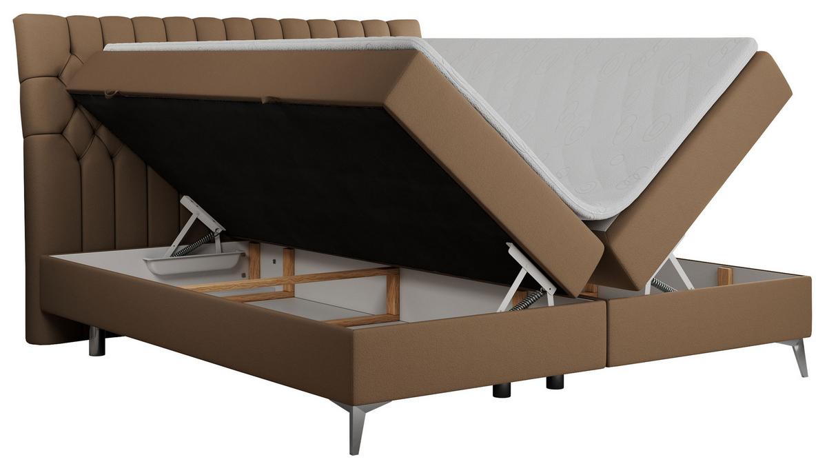 BOXBETT MILEN 120/200 Braun Kunstleder - H3 - Braun, Holz/Textil (120/200cm) - MKS