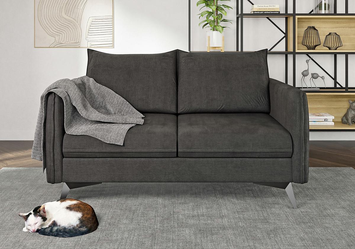 2-SITZER-SOFA Pulse Graphit Luxusmicrofaser - Graphitfarben/Schwarz, Holz/Textil (138/86/91cm) - S-Style Möbel
