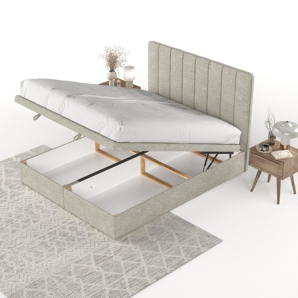 POLSTERBETT Vienna mit Stauraum 200/200 cm Beige im Alta Stoff - Beige/Schwarz, Holz/Holzwerkstoff (200/200cm) - AltaBeds
