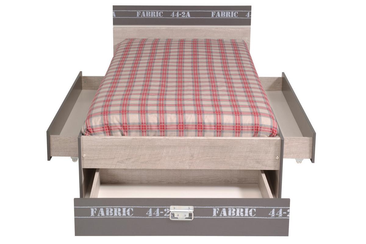 KINDERZIMMER Set 3-tlg mit Stauraumbett 90x200 Kommode und Nachttisch - Chromfarben/Eschefarben, Holz/Holzwerkstoff (99/87/207cm) - Parisot Meuble