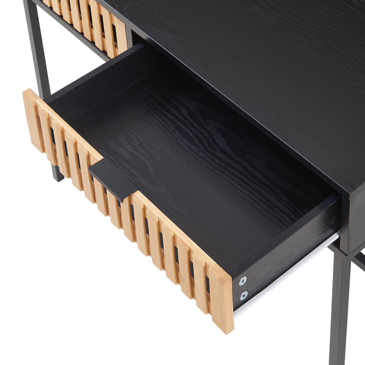 KONSOLENTISCH Luniehti - Schwarz/Naturfarben, Holzwerkstoff/Metall (40/100/75cm) - [en.casa]