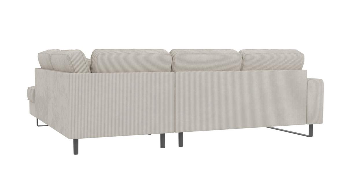 ECKSOFA Floe Beige Cord - Beige/Schwarz, Holz/Kunststoff (290/231cm) - S-Style Möbel