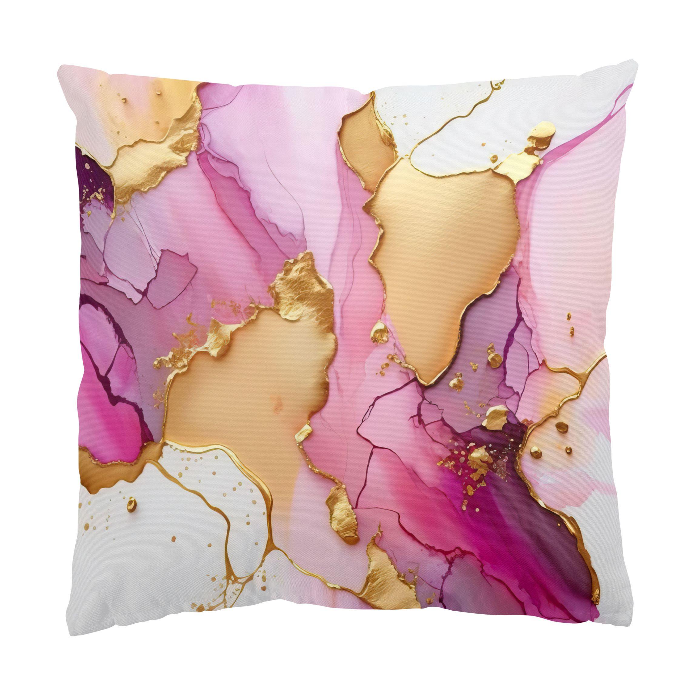 DEKOKISSEN Goldenes Farbspiel mit Pink 50/50 cm - Pink, Textil (50/50/10cm) - Bilderwelten
