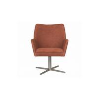 DREHSTUHL JELIA Braun Leder Drehbar (180°) - Silberfarben/Braun, Leder (66/88/67cm) - KAWOLA
