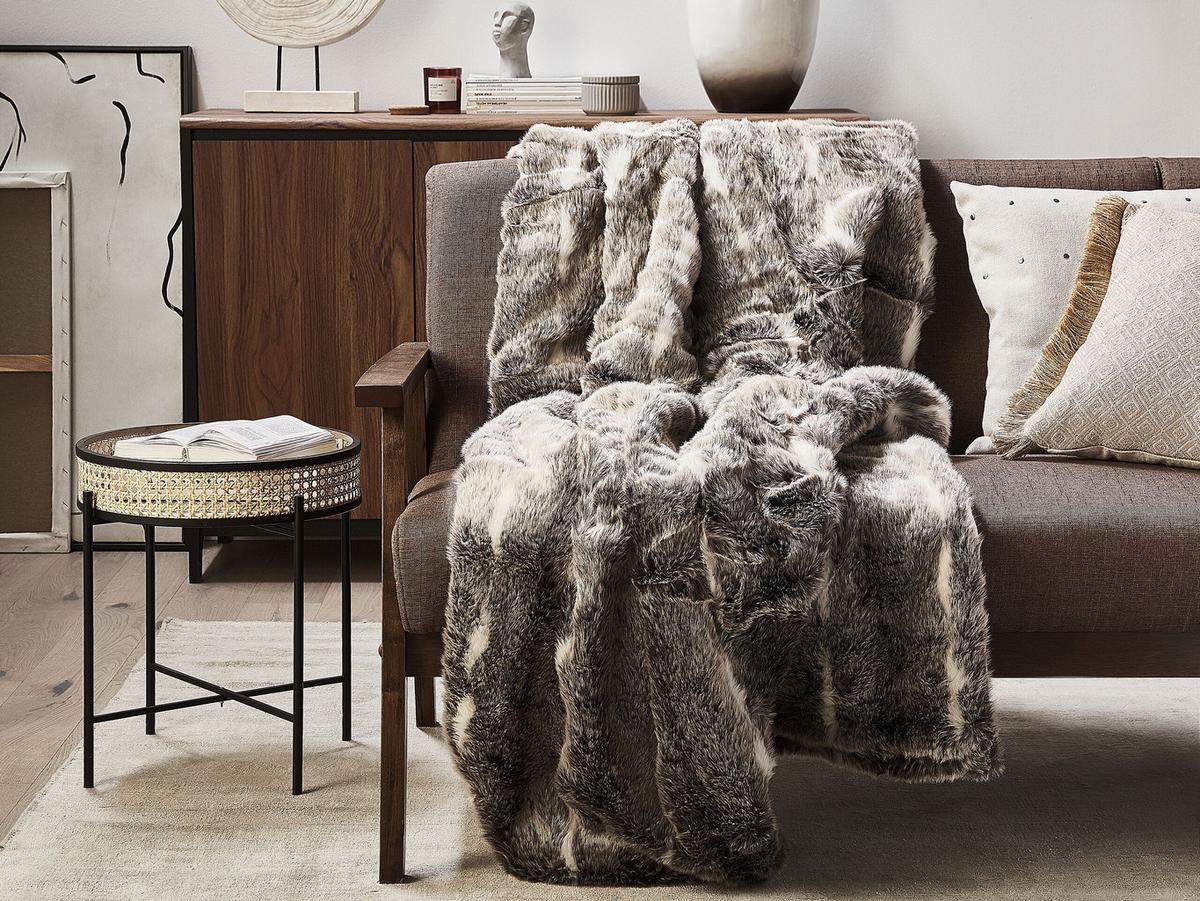 DECKE Dunkelbraun Taddart 150/200 cm - Dunkelbraun, Textil (150/200cm) - Beliani