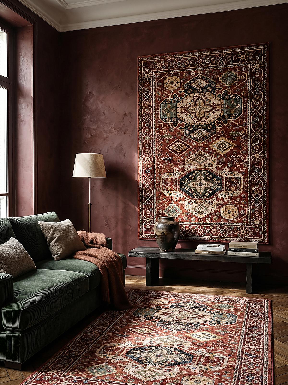KURZFLORTEPPICH GLAZERT, geometrisch, Rot, 120 x 170 cm - Rot, Textil (170/120cm) - KADIMA DESIGN