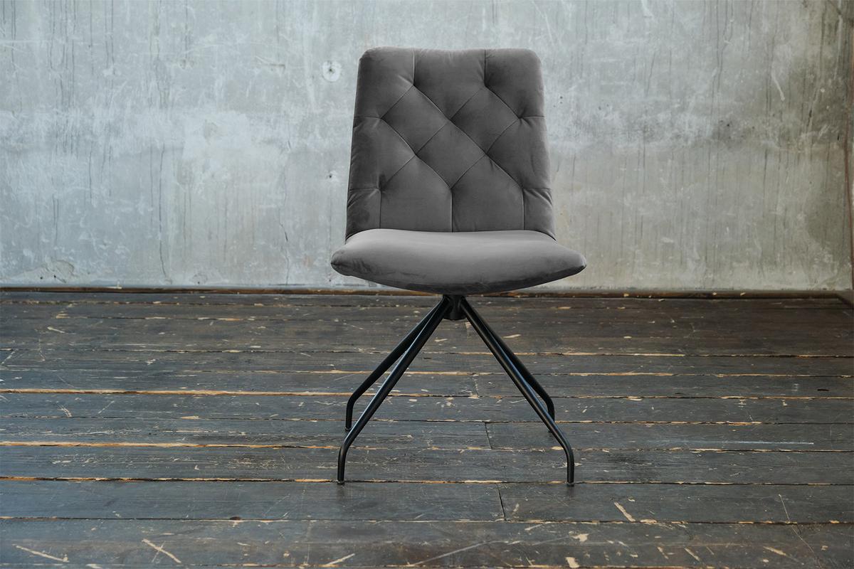 DREHSTUHL NEW CHARME Steingrau Velvet (1er-Set) - Grau, Textil (52/87/66cm) - KAWOLA