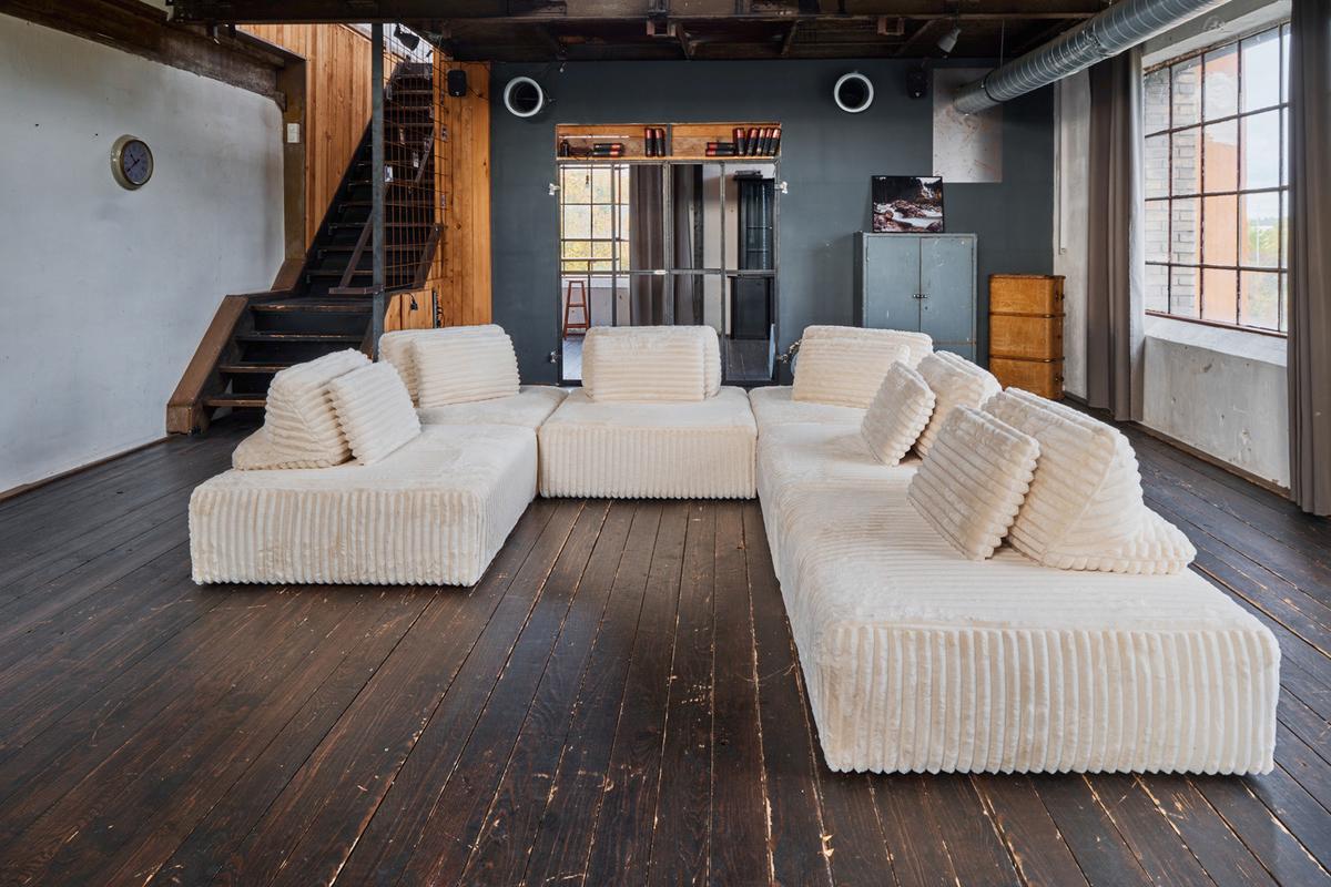 MODULSOFA WIOLO SOFT 6 MODULE 6 KISSEN Cremeweiß Cord - Creme/Schwarz, Kunststoff/Textil (333/84/333cm) - KAWOLA