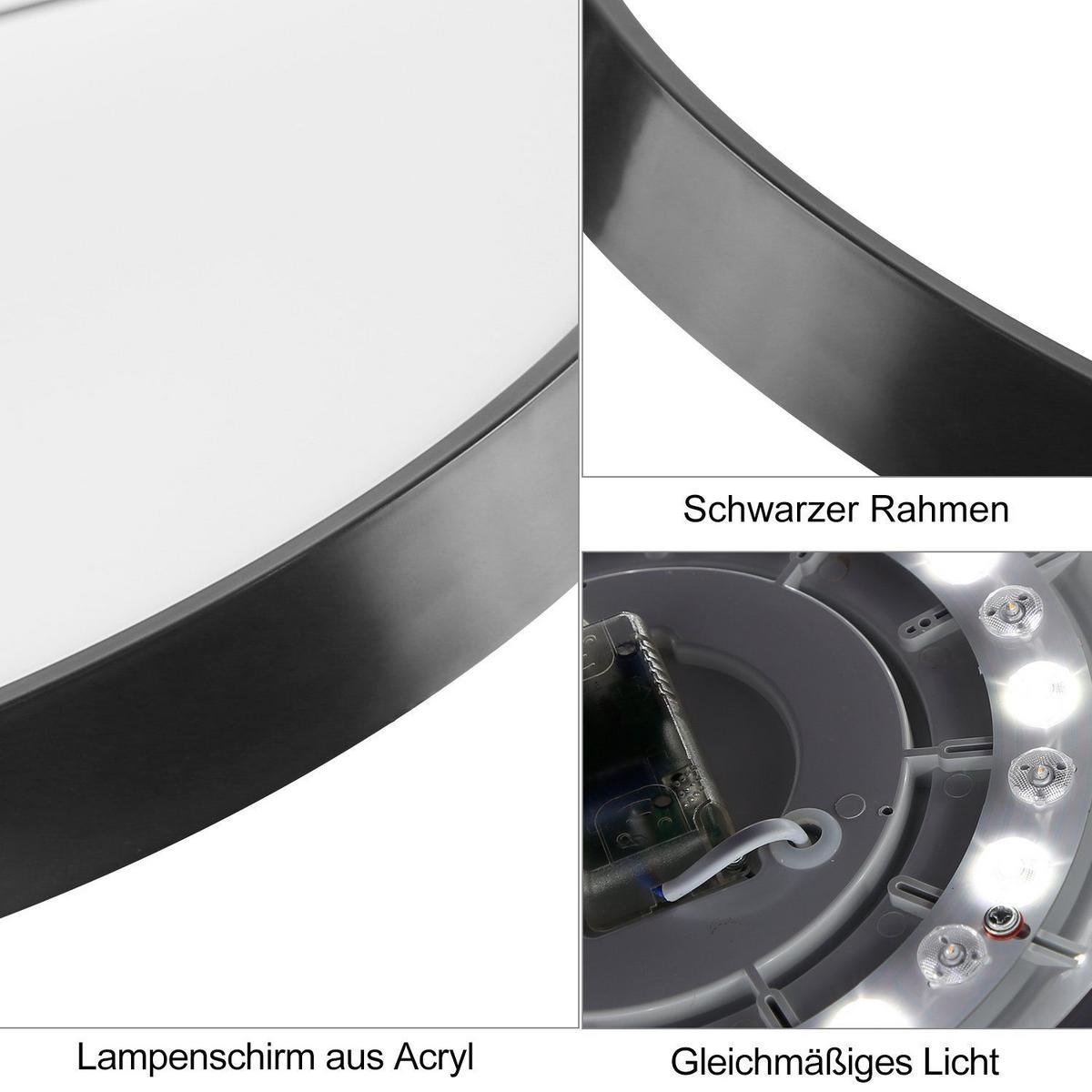 LED-DECKENLEUCHTE Roland 28/28/3 cm - Schwarz, Kunststoff (28/28/3cm) - Nettlife