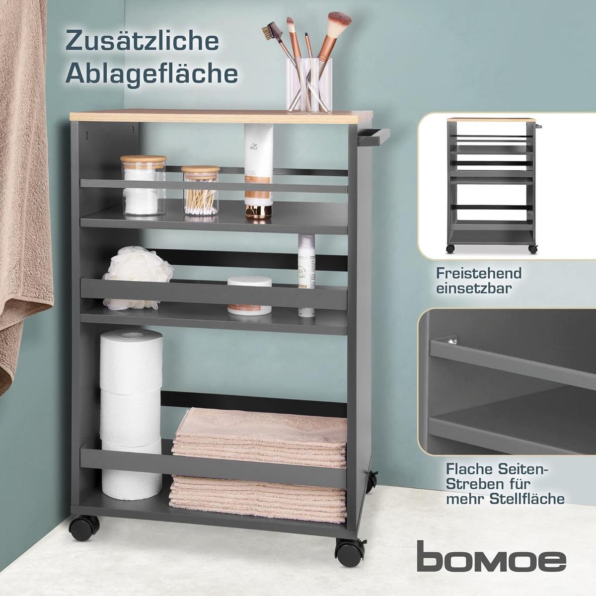 UNIVERSALWAGEN Bengt Anthrazit-Eiche - Anthrazit/Multicolor, Naturmaterialien/Metall (38/79/50cm) - BoMoe