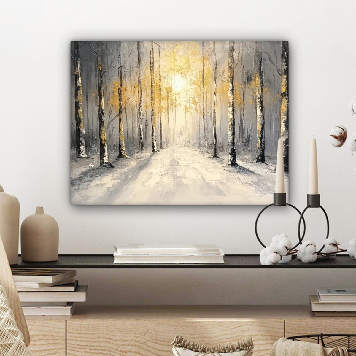 LEINWANDBILD Winter - Abstrakt - Schnee - Natur - Sonne Wandbild 40x30 cm - Grau, Textil (40/30cm) - MuchoWow