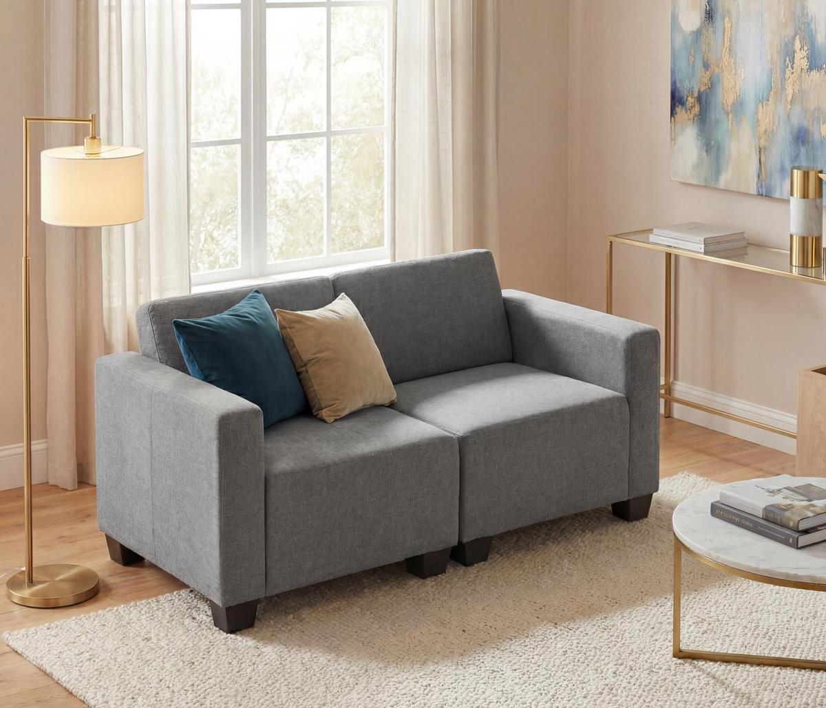2-SITZER SOFA COUCH MODULAR Grau - Grau, Textil (136/76/72cm) - MCW