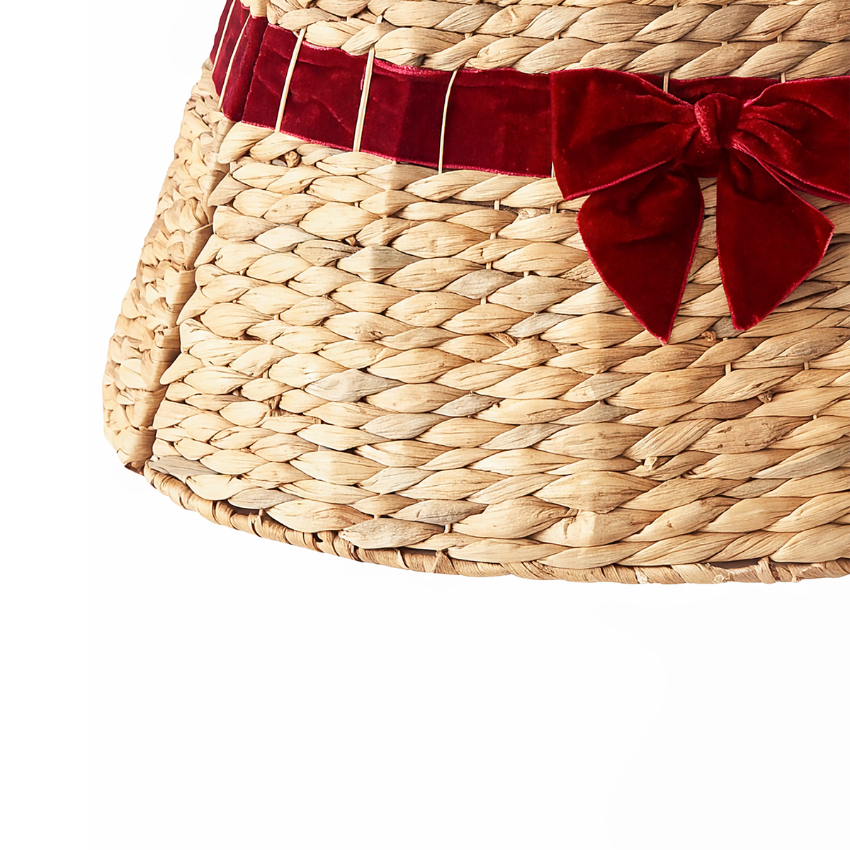 WEIHNACHTSBAUMKRAGEN 60 cm Rot Billnas - Rot/Naturfarben, Naturmaterialien (27cm) - Beliani