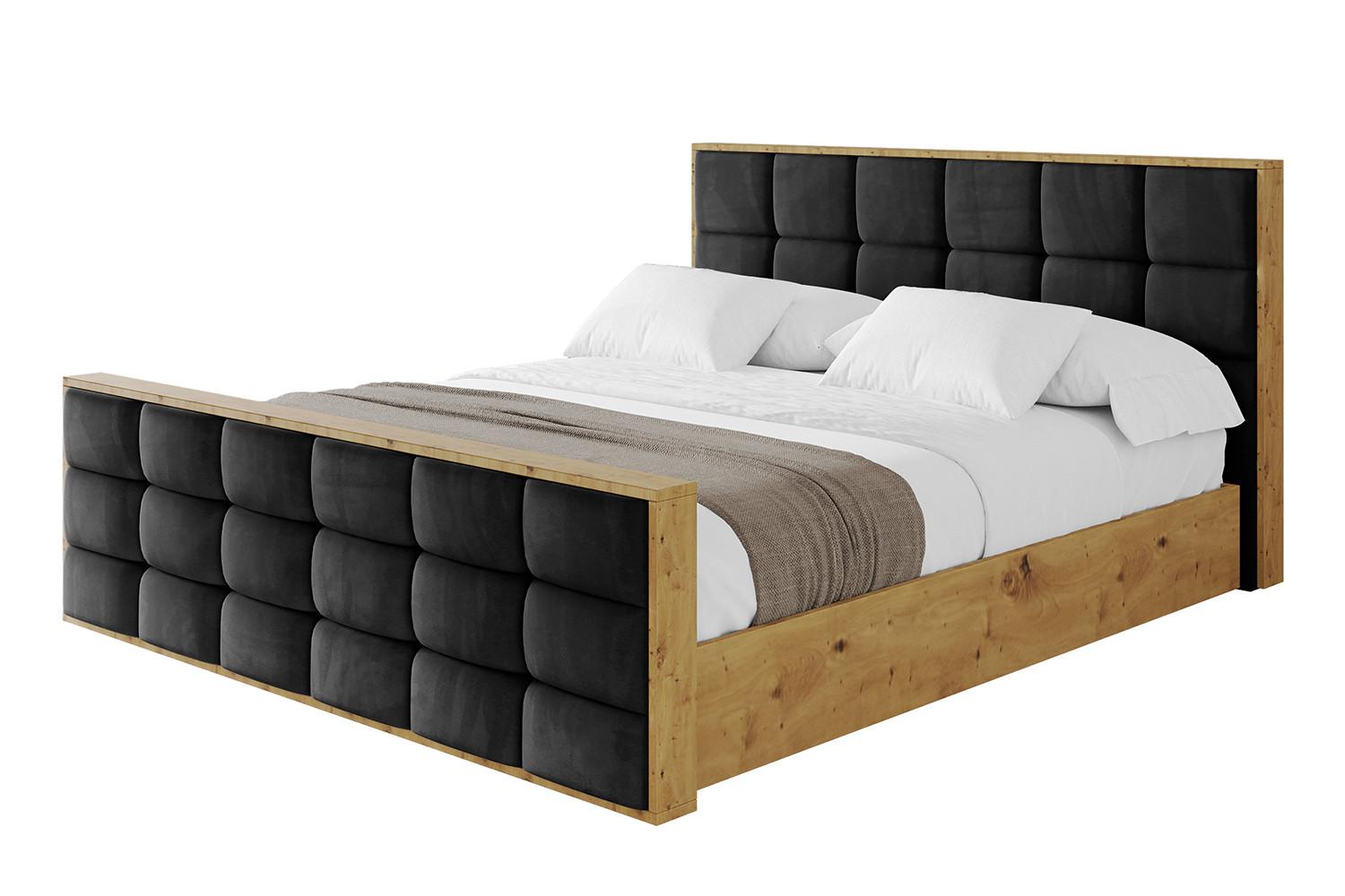 POLSTERBETT mit Bettkasten, Fußteil und Lattenrost, Boxbett ohne Matratze - ENZO2-Z 180x200 Schwarz - Schwarz, Holzwerkstoff/Textil (180/200cm) - ALTDECOR