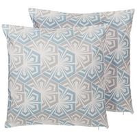 DEKOKISSEN 2er-Set Hellblau 45/45 cm Primrose - Hellblau, Textil (45/45cm) - Beliani