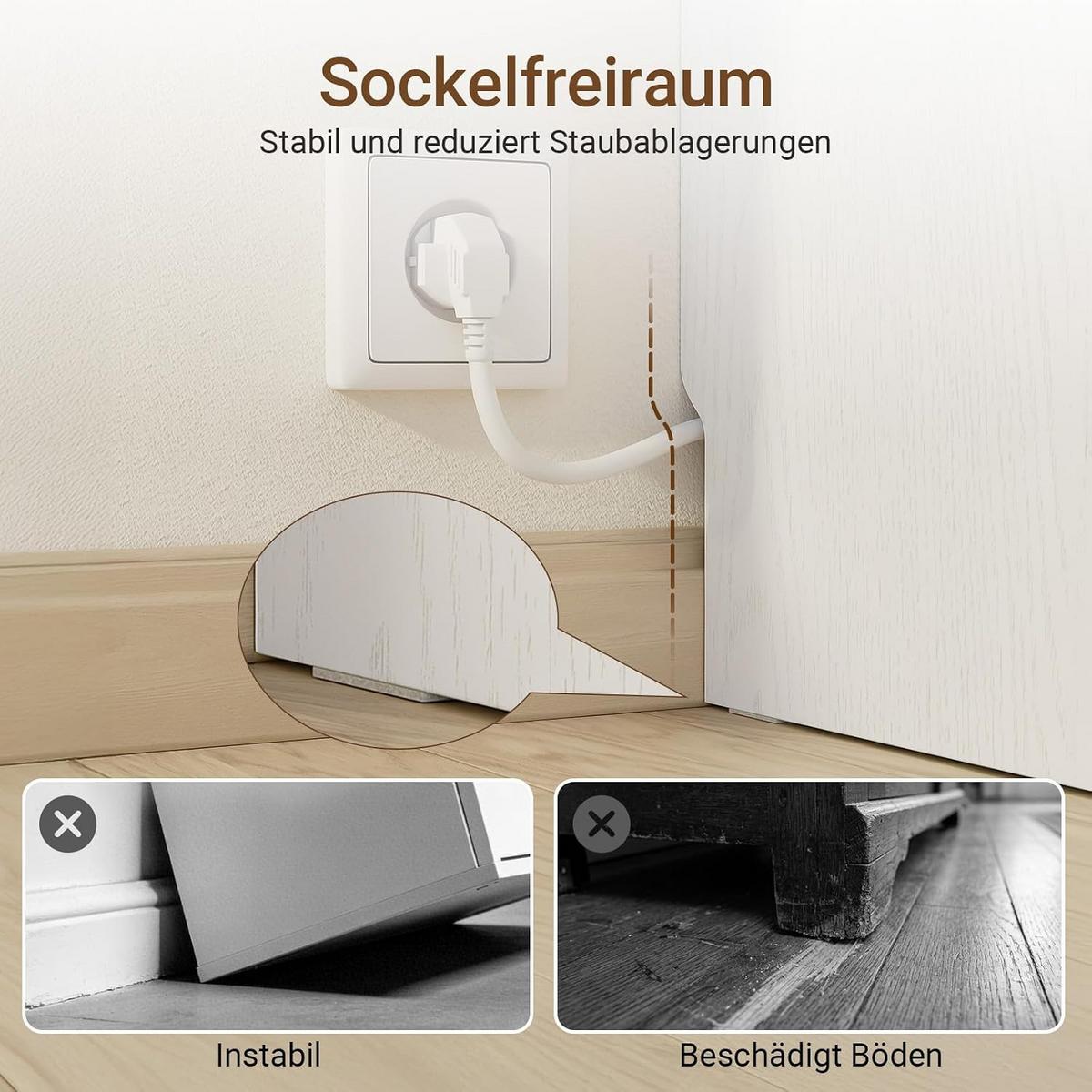 NACHTTISCH schmal mit Ladefunktion und LED-Sensorleuchte, 20x35x60cm - Weiß, Holzwerkstoff (35/60/20cm) - SoBuy