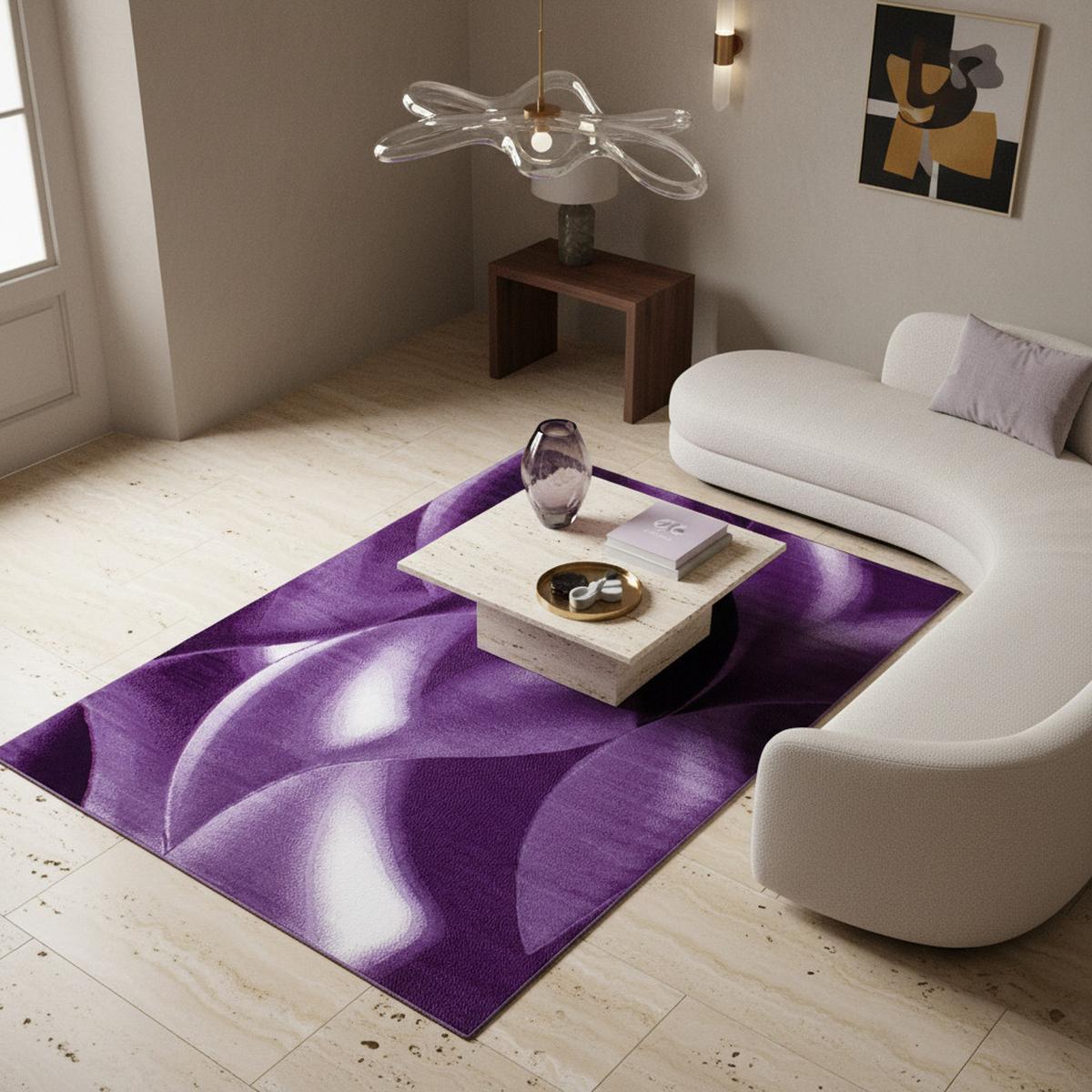 TEPPICH Kurzflor INN in Violett, mit abstraktem Wellenmuster, 240 x 340 cm - Lila, Textil (340/240cm) - KADIMA DESIGN