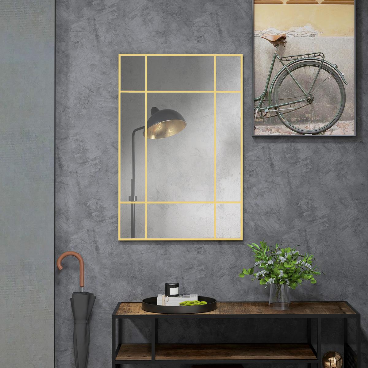 WANDSPIEGEL Glas Metall Gold - Goldfarben, Metall (2/60/90cm) - HOMCOM