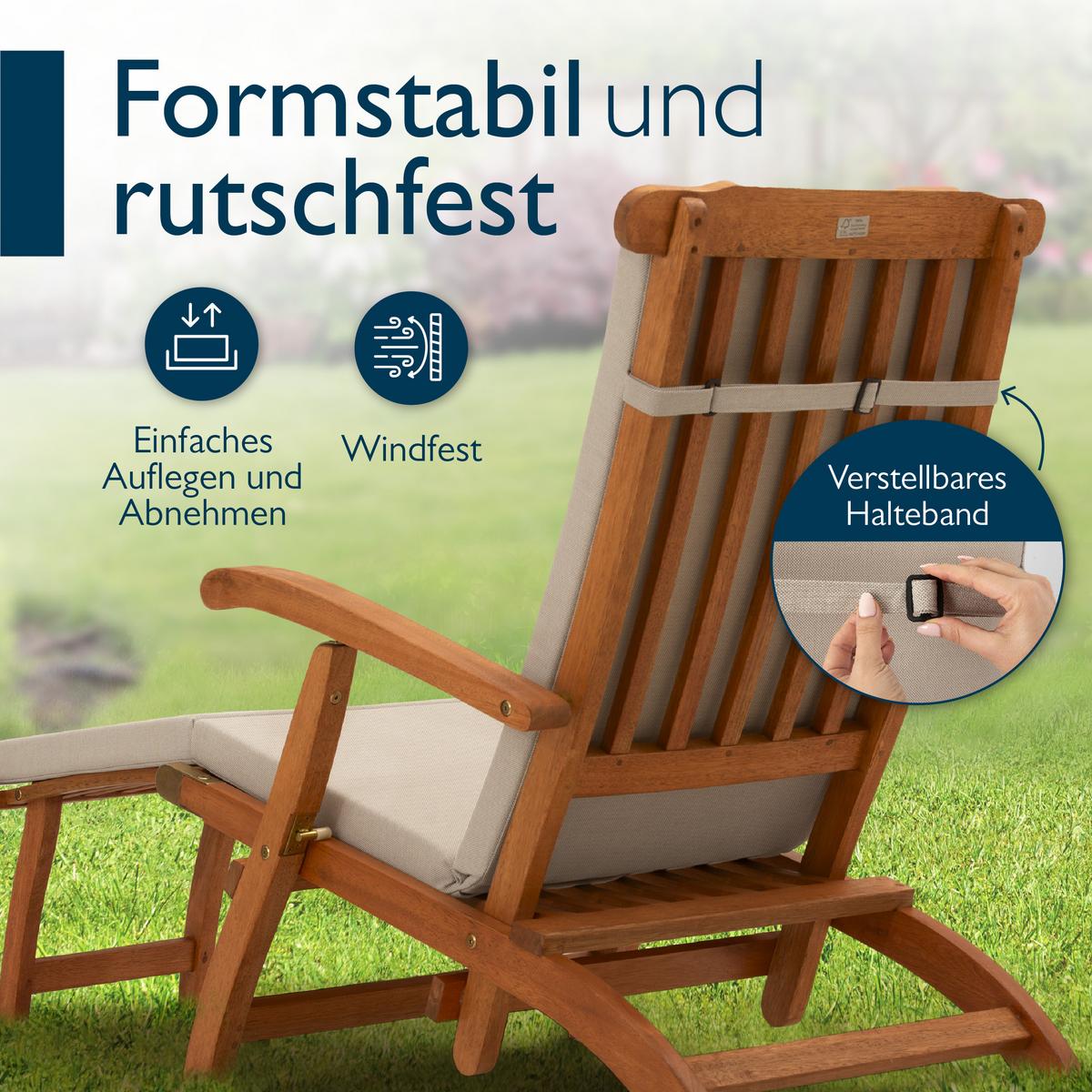 DECKCHAIRAUFLAGE QD-DC 175x45x5cm Beige - Beige, Textil (45/175cm) - Beautissu 