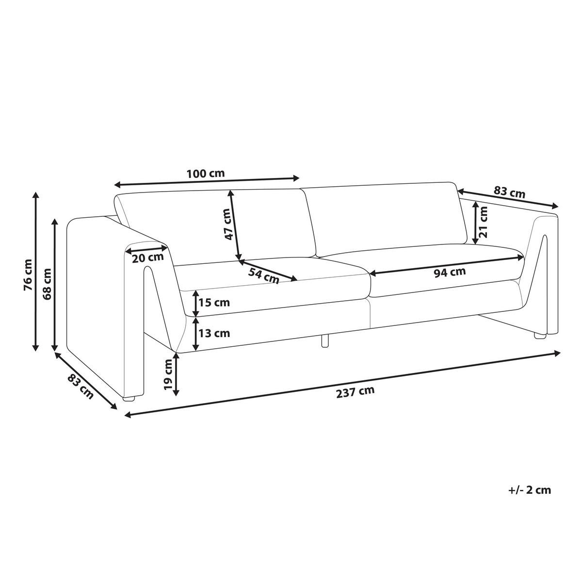3-SITZER-SOFA Samtstoff graphitgrau Maunu - Schwarz/Grau, Textil (237/76/83cm) - Beliani