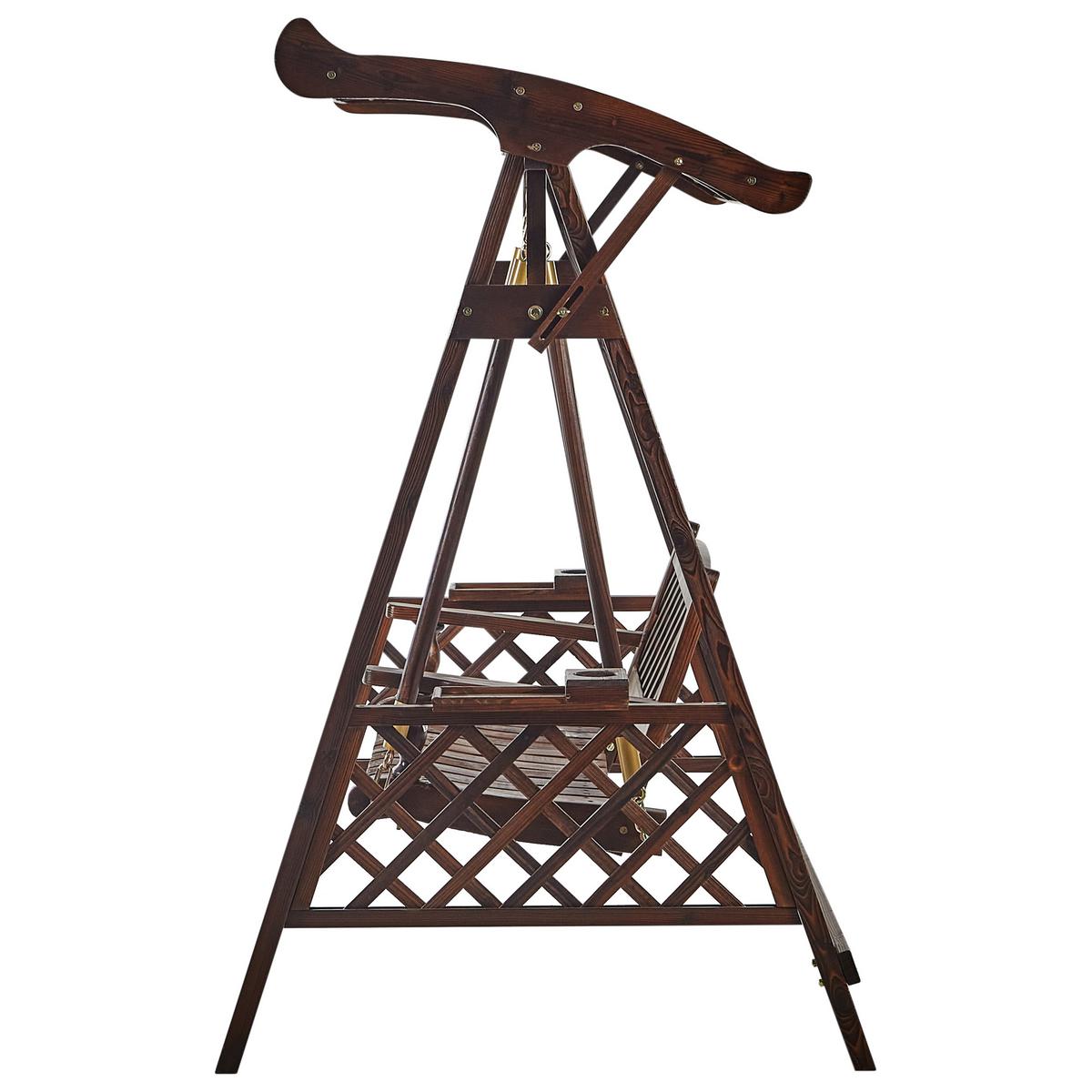 HOLLYWOODSCHAUKEL 2-Sitzer Dunkler Holzfarbton Senarica - Dunkelbraun/Goldfarben, Holz (170/177/118cm) - Beliani